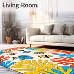 Playful Coral Reef Fish Scene Rug