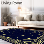 Deep Blue Celestial Starry Night Rug