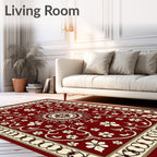 Deep Red Abundant Floral Lattice Rug