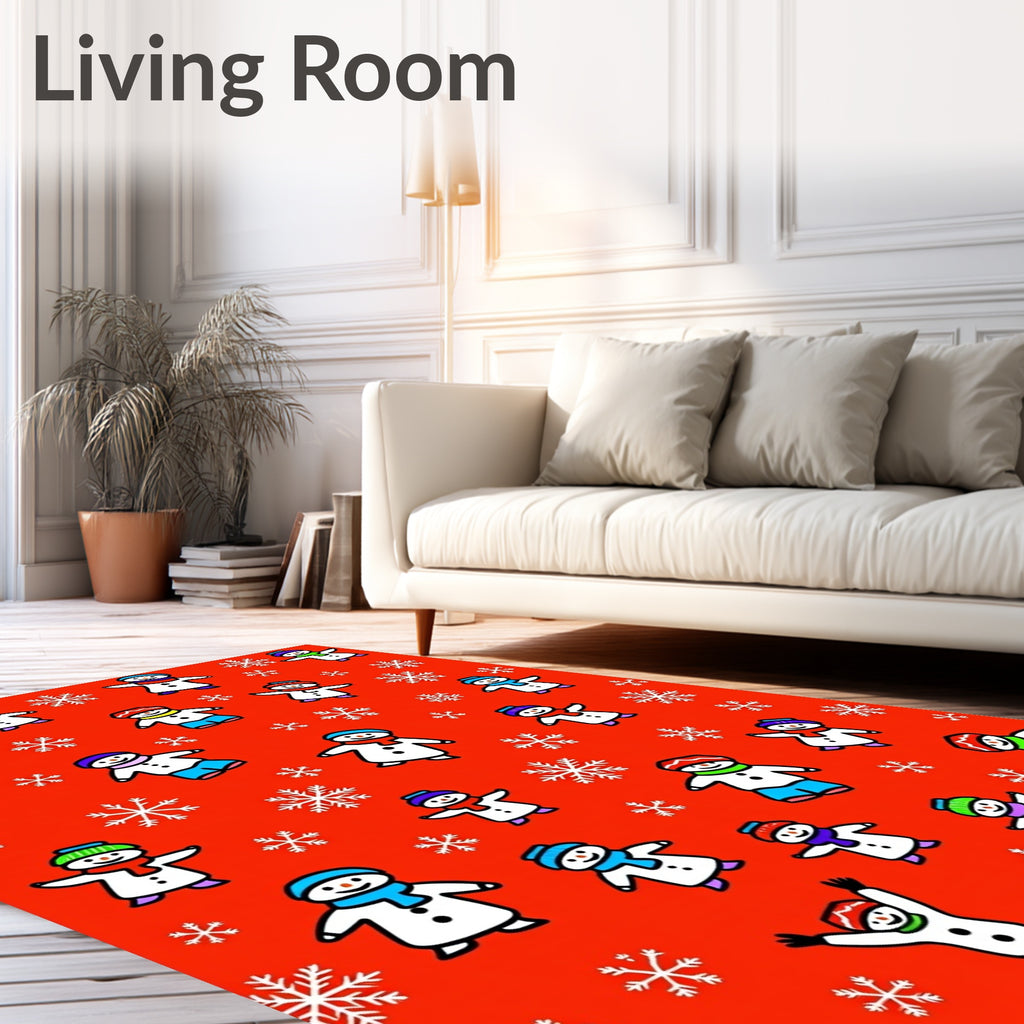 Red Snowman Snowstorm Collection Rug