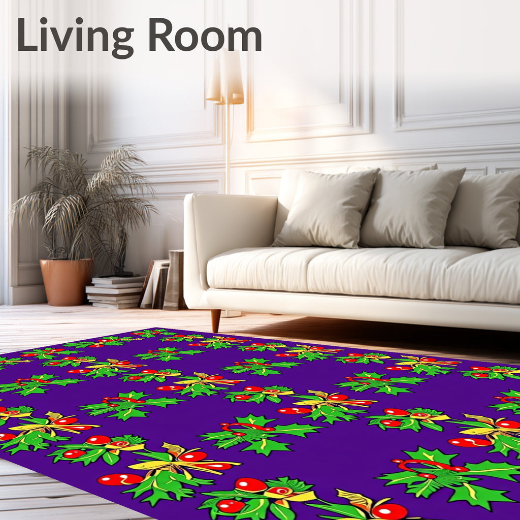 Vibrant Purple Holly Berry Bows Rug