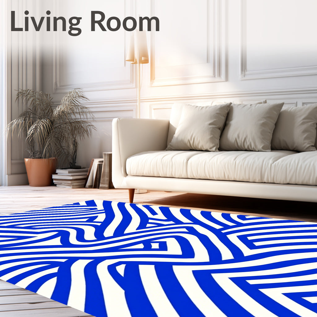 Royal Blue Abstract Intertwined Lines Rug