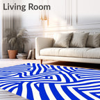 Royal Blue Abstract Intertwined Lines Rug