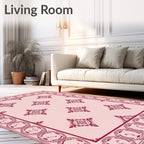 Deep Rose Medallion Square Border Rug