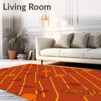 Autumn Orange Pumpkin Leaf Stripe Rug