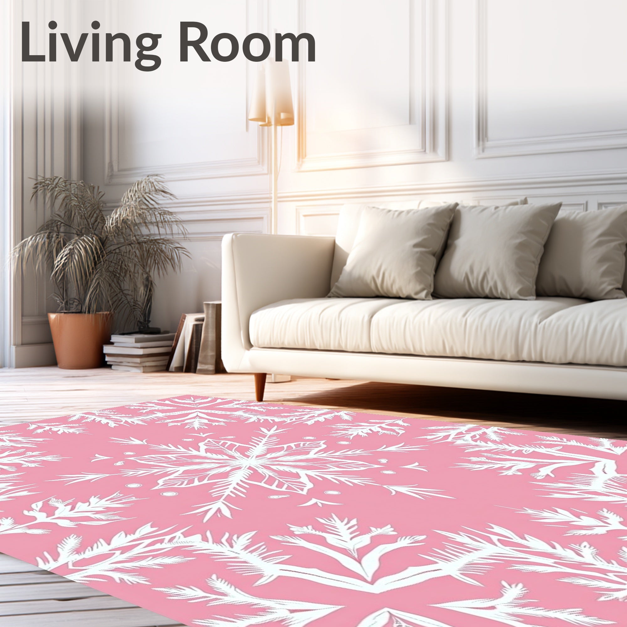 Pink Snowflake Fractal Symmetry Rug