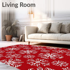 Crimson White Snowflake Scatter Rug
