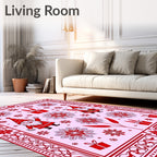 Red Gnome Snowflake Christmas Ornament Rug