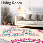 Crimson Teal Mandala Floral Rug