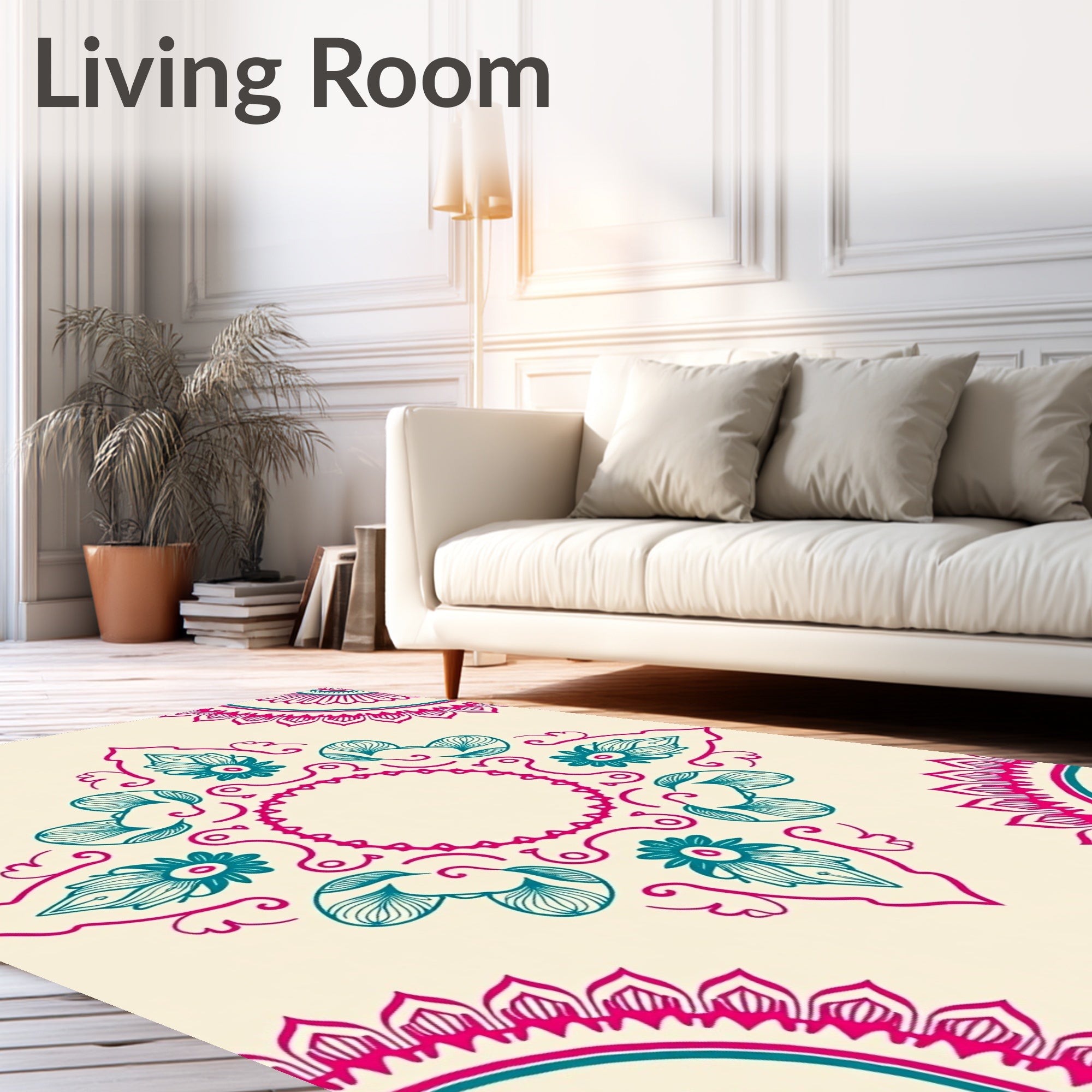 Crimson Teal Mandala Floral Rug