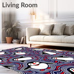 Playful Penguin Abstract Wave Rug