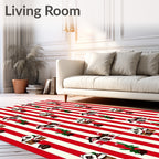 Red White Striped Gingerbread Houses Rug