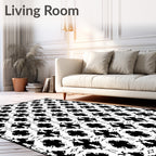 Black White Ornamental Mandala Rug