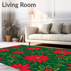 Vibrant Red Poinsettia Garden Rug