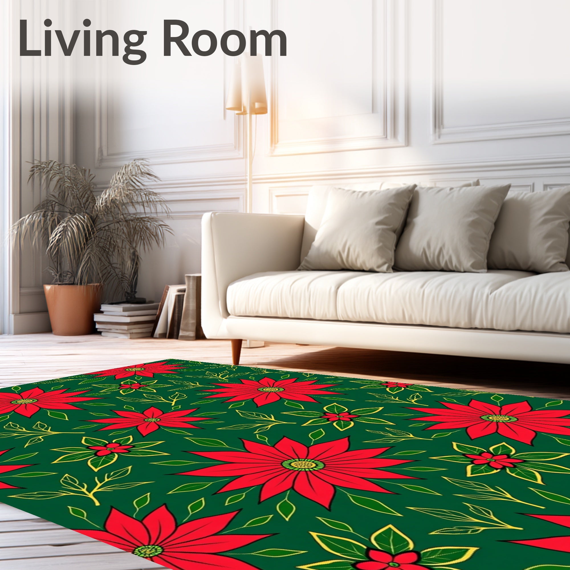 Vibrant Red Poinsettia Garden Rug