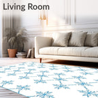 Light Blue Snowflake Lattice Runner Rug