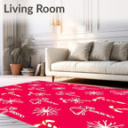 Red Candy Cane Snowflake Collage Rug