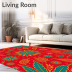 Red Teal Orange Bloom Garden Rug