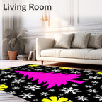 Bright Pink Christmas Tree Snowflakes Rug