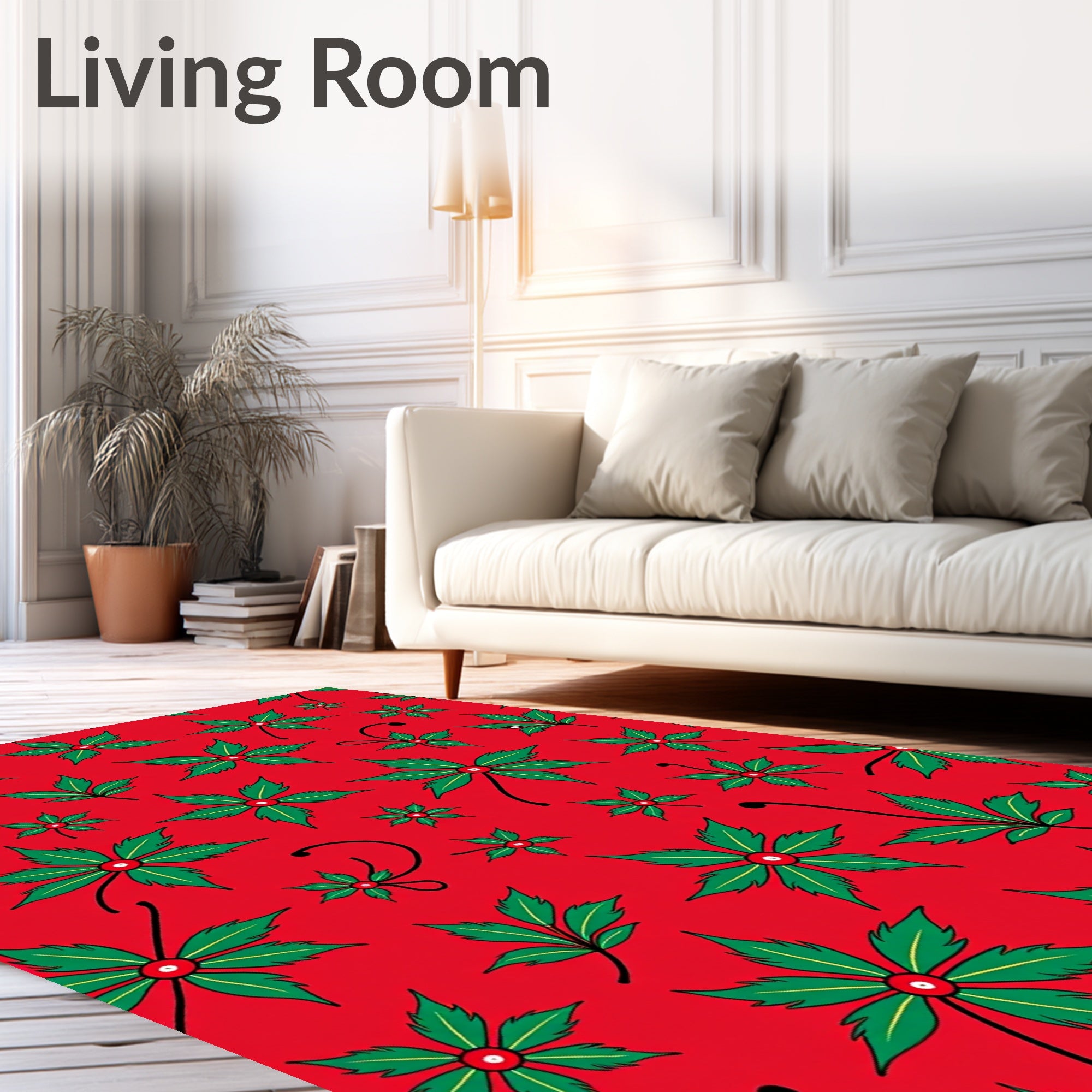 Christmas Scarlet Leaf Arrangement Rug
