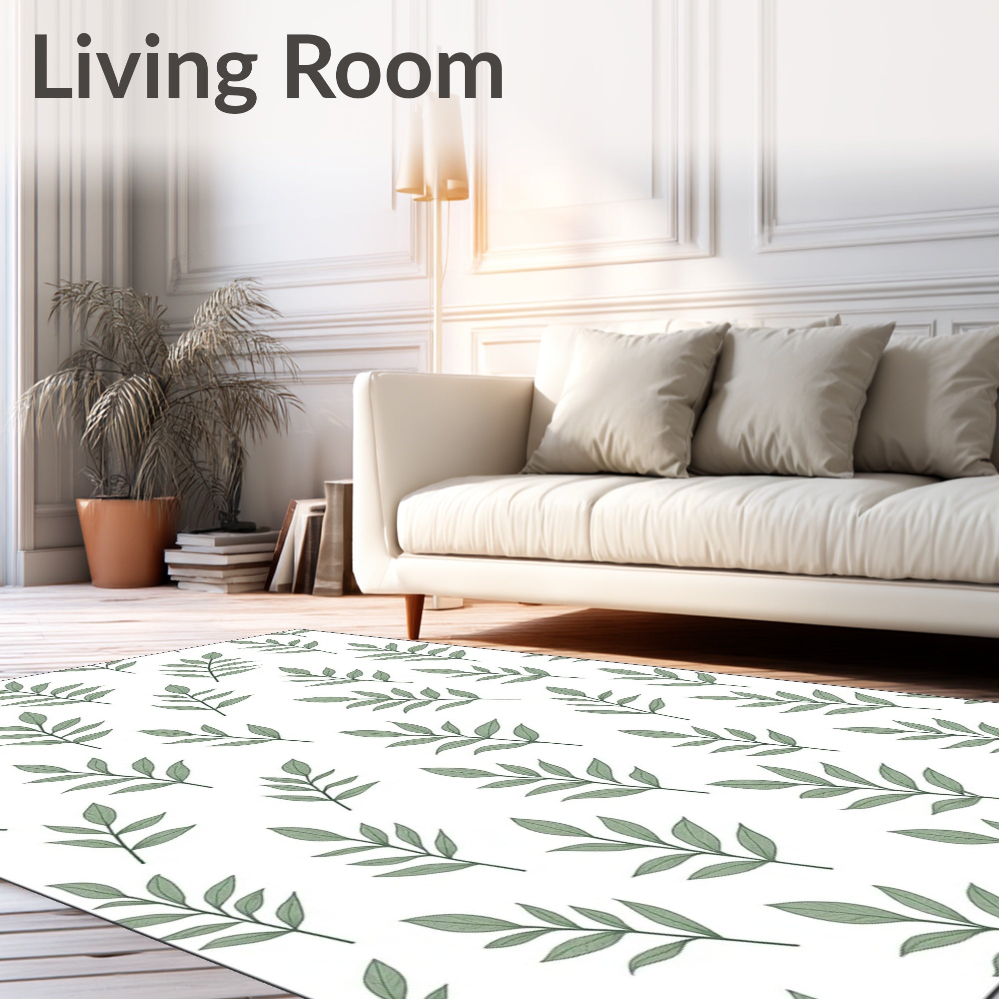 Sage Green Leafy Vine Repeating Rug