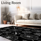 Monochrome Floral Feather Medallion Rug