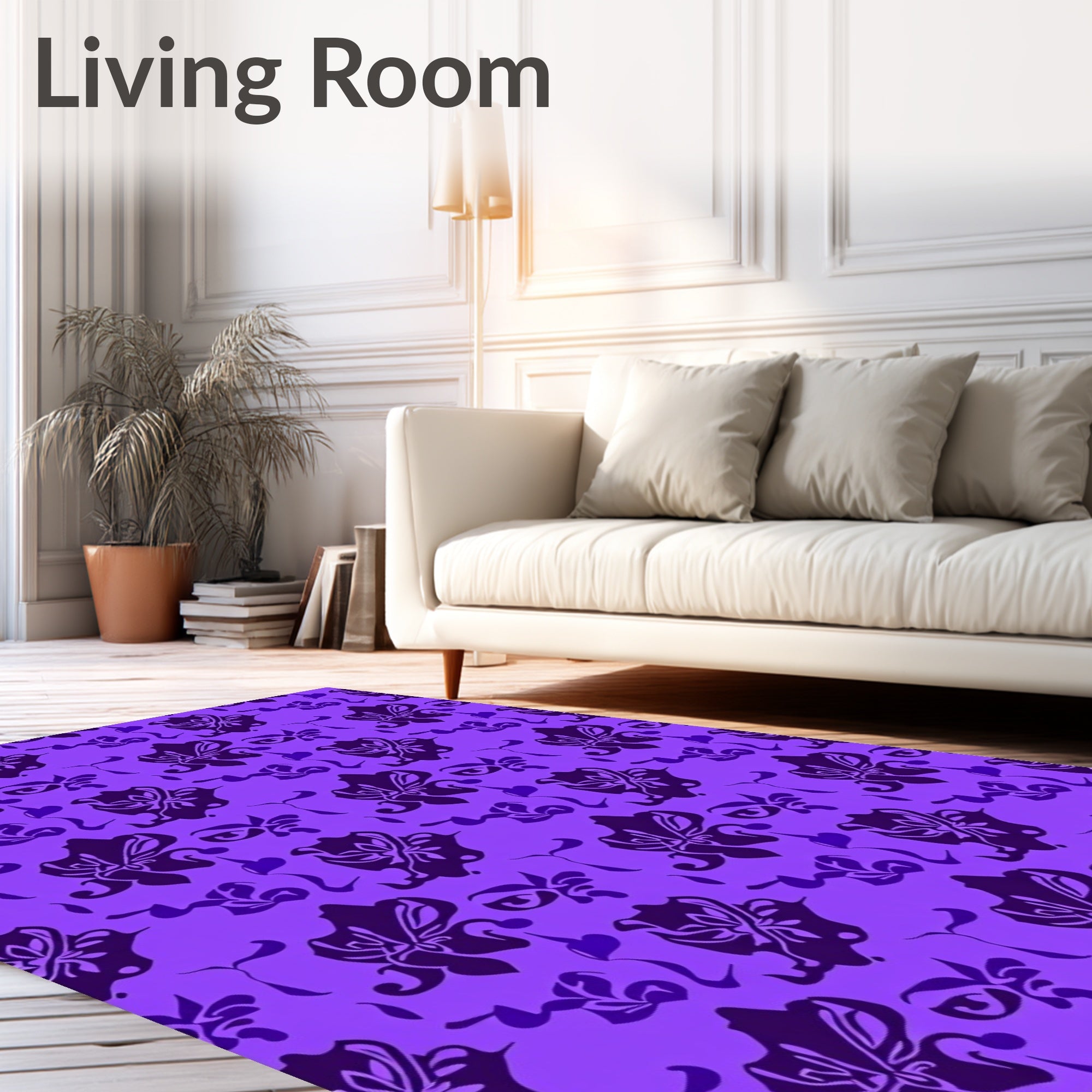 Chic Violet Floral SwirlRug Rug