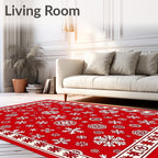 Vibrant Red Snowflake Collection Rug