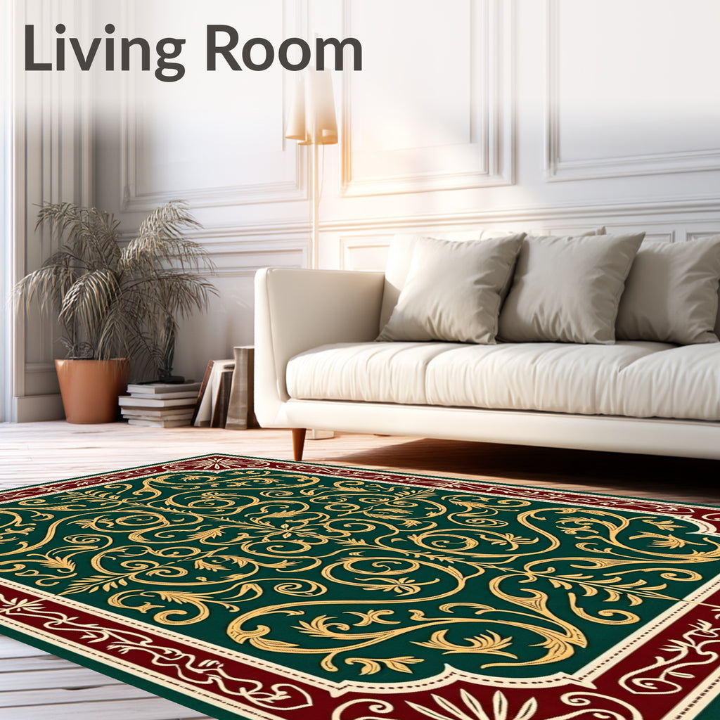 Emerald Gold Traditional Scrollwork Rug