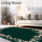 Coral Pink Botanical Border Rug