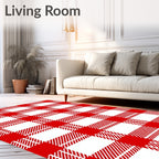 Classic Red White Gingham Check Rug