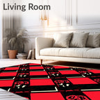 Bold Crimson Jagged Diamond Rug