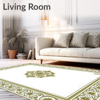 Golden Floral Medallion Border Rug