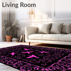 Pink Birds Floral Scrollwork Medallion Rug