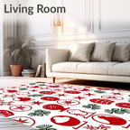 Red Green Winter Holiday Icons Rug