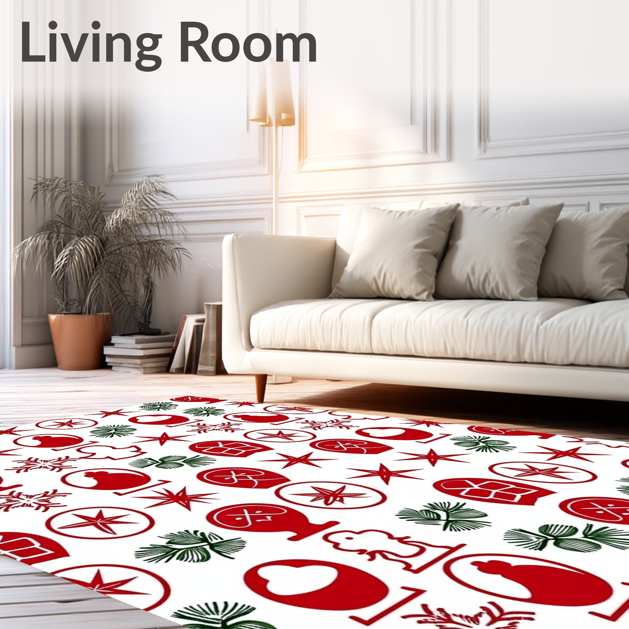 Red Green Winter Holiday Icons Rug