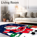 Jolly Santa Claus With Snowy Present Rug