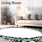 Emerald Laurel Scroll Border Rug