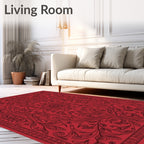 Crimson floral vine intricate Rug
