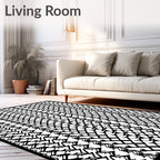 Black White Contemporary Interlocking Diamonds Rug