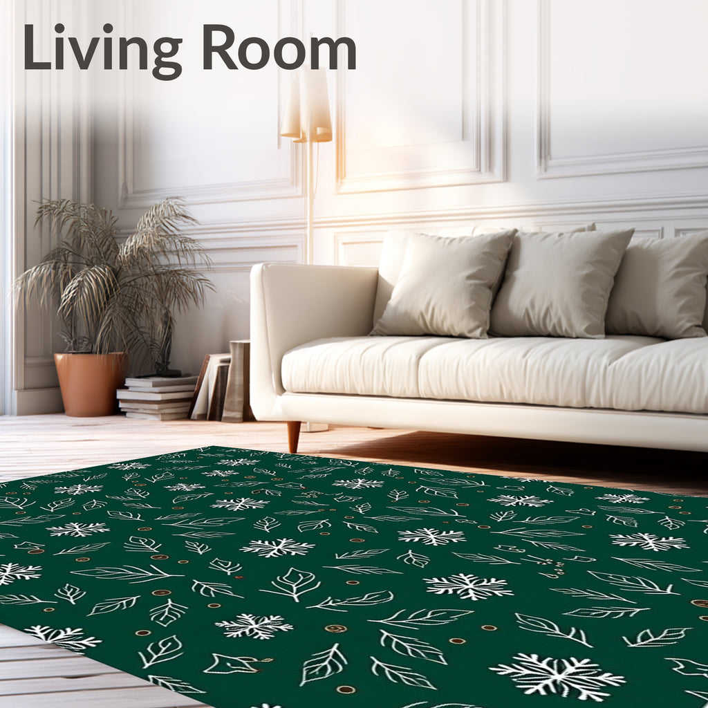 Green Snowflake Leaf Scatter Rug