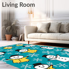 Turquoise Snowman Snowflake Duo Rug