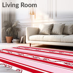 Red Pink Striped Serpent Vines Rug