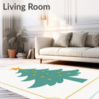 Teal Christmas Tree Orange Star Rug