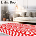 Bold Red Striped Wavy Lines Rug