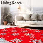 Crimson White Snowflake Cluster Com Rug
