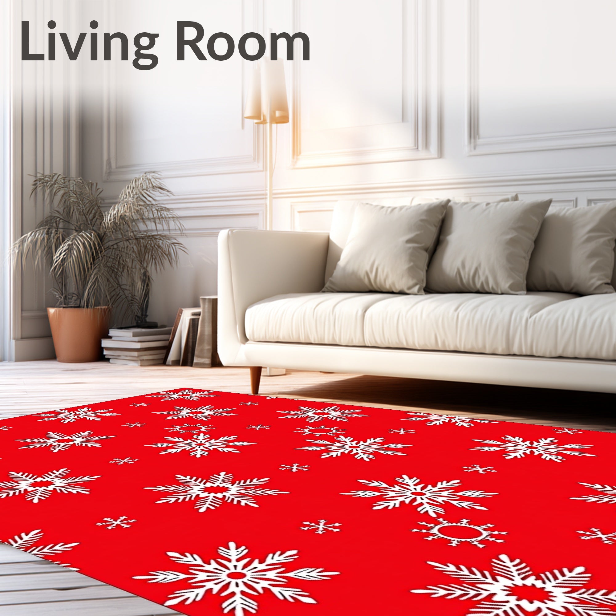 Crimson White Snowflake Cluster Com Rug