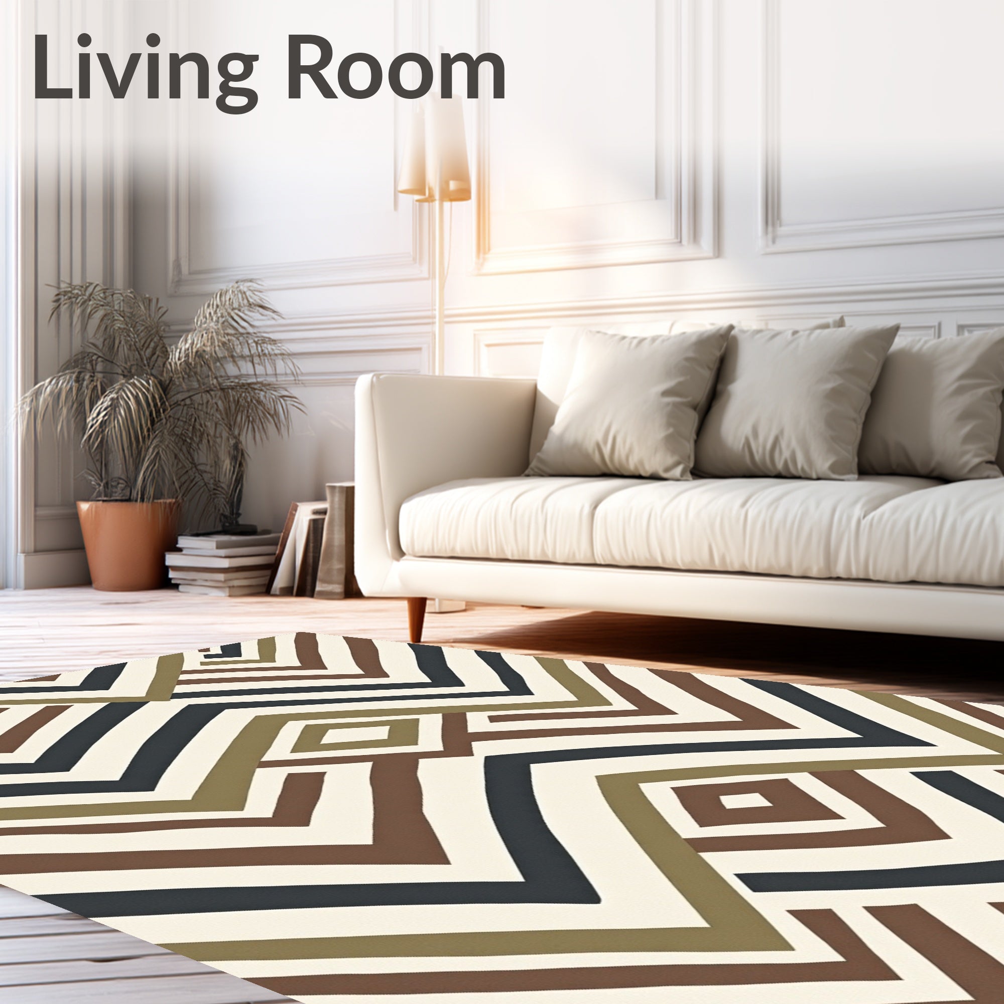 Abstract Earthy Tone Diamond Chevron Rug