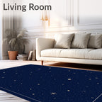 Deep Navy Starry Night Celestial Sky Rug