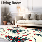 Festive Red Decorated Christmas Trees Rug
